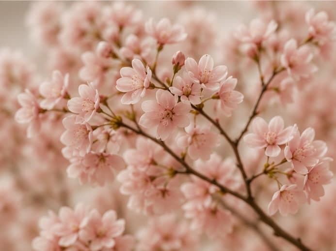 Pink cherry blossoms close up — the season's quiet bloom.