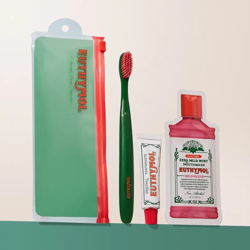 EUTHYMOL Portable Toothbrush, Toothpaste Set
