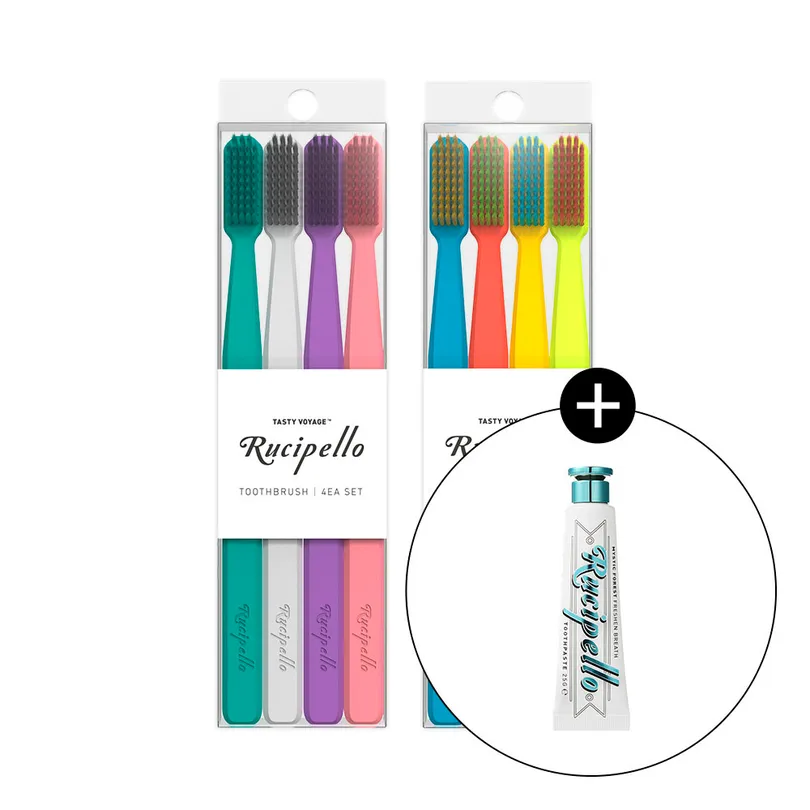 Rucipello 7 Degree Toothbrush 8ea Set (+Toothpaste 25g)