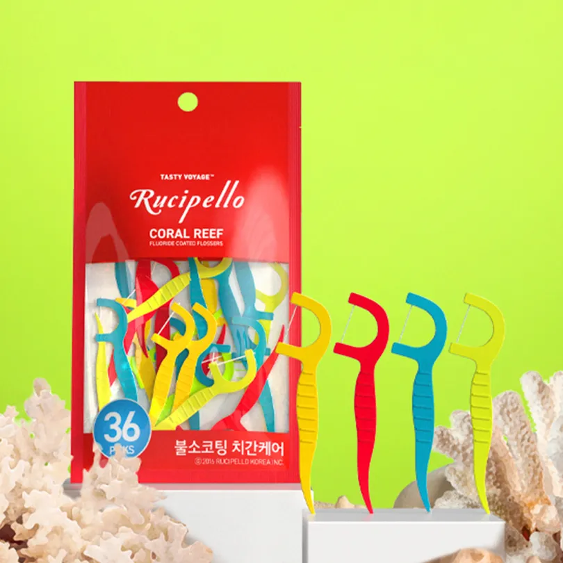 Rucipello Coral Reef Fluoride Coated Flossers 36P