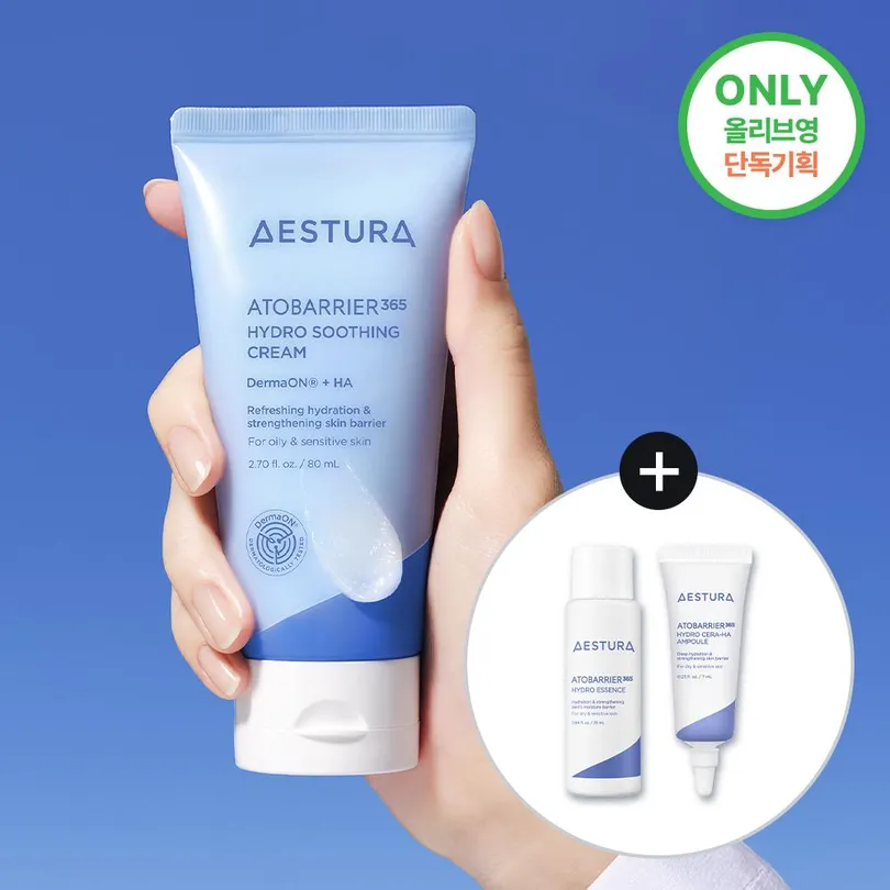 AESTURA Atobarrier 365 Hydro Soothing Cream 80ml Set (+Toner 25ml+Cleansing Foam 30g)